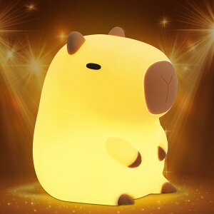 かわいいカピバラナイトライト、 アニマルソフトシリコンタッチLEDランプ 2段階調光&タイマー付き、ポータブルUSB充電式授乳保育園ベッドサイド、部屋の寝室テーブル室内照明装飾、子供、