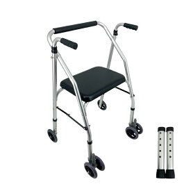 【タイムセール！1000円OFF⇒8998】RAKU 歩行器 折りたたみ 高さ調節 軽量 座れる 座席 キャスター アルミ製 耐荷重100kg 室内 屋外 介護用 高齢者 歩行補助器