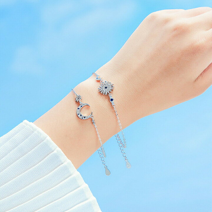 楽天市場】Sliver925 太陽と月 サンブレスレット チェーンブレスレット 