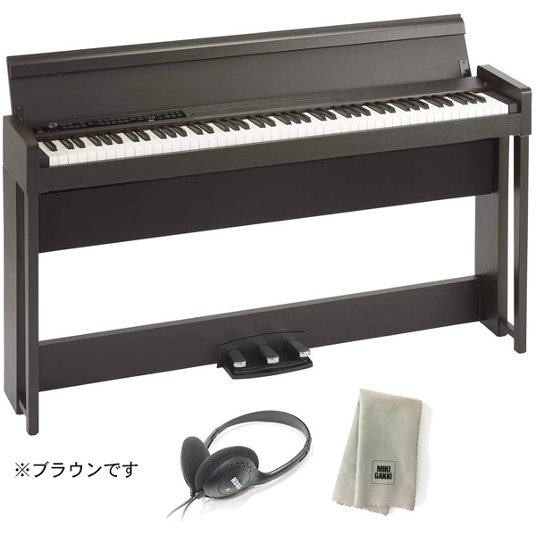 電子ピアノの新しいスタンダード・モデル。 KORG 電子ピアノ C1 Air ブラウン + ヘッドホン + クリーニングクロス (演奏記録機能 同音連打可能)