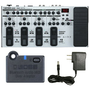 BOSS �{�X ME-90-WH Guitar Multiple Effects �s���萶�Y �z���C�g �J���[ �t + BT-DUAL + �ėp 9V �A�_�v�^�[ �Z�b�g