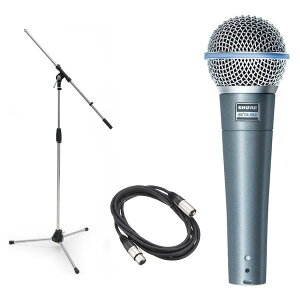 SHURE �V���A�[ BETA58A �_�C�i�~�b�N�}�C�N + �u�[���X�^���h + 5m �}�C�N�P�[�u�� XLR-XLR �������K�i 2�N�ۏ�