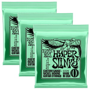 �y3�Z�b�g�̔��z ERNIE BALL 2229 Hyper Slinky Nickel Wound Electric Guitar Strings 8-42 Gauge �y�䂤�p�P�b�g�z