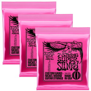 《3セット販売》ERNIE BALL 2623 Super Slinky Nickel Wound 7-String Electric Guitar Strings 9-52 Gauge 7弦 エレキギター 弦 【ゆうパケット】