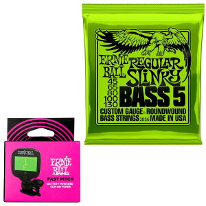 ERNIE BALL �A�[�j�[�{�[�� 2836 Regular Slinky 50-130 5���p �G���L�x�[�X �� + 9644 Fast Pitch Clip-On Tuner �N���b�v�`���[�i�[ �Z�b�g