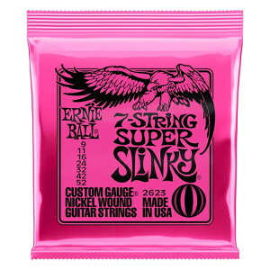 ERNIE BALL 2623 Super Slinky Nickel Wound 7-String Electric Guitar Strings 9-52 Gauge 7弦 エレキギター 弦 【ゆうパケット】