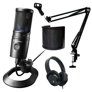 �s�݌ɂ��� ���[�\�t audio-technica �I�[�f�B�I�e�N�j�J USB �}�C�N AT2020USB-X + KHP001 �w�b�h�z�� + MPC1B �}�C�N�A�[�� + �|�b�v�K�[�h �Z�b�g