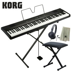KORG ( コルグ ) Liano L1SP 【椅子、ヘッドフォン(ATH-S100)、楽器クロスセット】 ブラック 『譜面立て、ペダル、 X型ピアノスタンド付属』※お客様組立て
