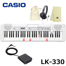 CASIO (カシオ) LK-330 【ペダル(SP-3)、ヘッドフォン(ATH-S100)、巾着、楽器クロスセット】 Casiotone 光ナビゲーション キーボード 61鍵盤 人気ソング内蔵