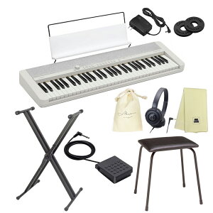 CASIO CT-S1WE 【キーボードスタンド、椅子(CB5)、ペダル(SP3)、ヘッドフォン(ATH-S100)、オリジナル巾着、楽器クロスセット】 ホワイト キーボード カシオ 61鍵