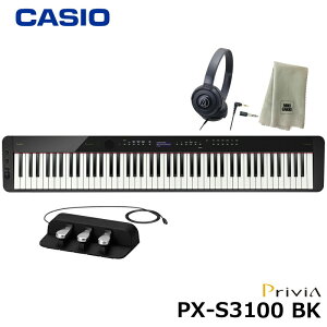 CASIO PX-S3100BK 【3本ペダル(SP-34)、ヘッドフォン、楽器クロスセット】カシオ Privia (プリヴィア) 電子ピアノ ブラック『ペダル・譜面立て付属』