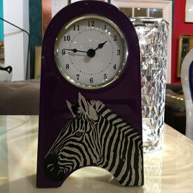 アウトレット 未使用 送料無料 シマウマ zebra パープル 紫 ラグジュアリー ガラス 卓上置時計 卓上 置時計 アナログ 15004 キラキラ インテリア 小物 雑貨 高級感 オシャレ 電池式 リビング 玄関 廊下 寝室 プレゼント ギフト 贈り物 高さ21cm 　　ミキインテリア