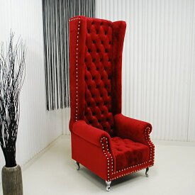 アウトレット 未使用 送料無料 王様の椅子 キング チェスターフィールド調スタイル RED 赤 ソファー 店舗などにもおすすめ 一人掛けミキインテリア