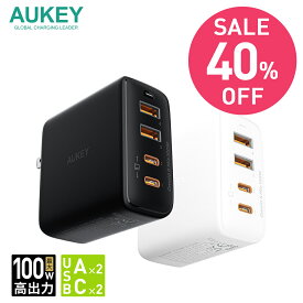 【お買い物マラソン】AUKEY USB充電器 Type-A Type-C 3ポート 単ポート最大出力140W Omnia II Mix PA-B8 ACアダプター iPhone Android スマホ ノートPC タブレット タイプA タイプC USB-A USB-C PD PPS QC FCP AFC MTK Apple 急速充電 GaN