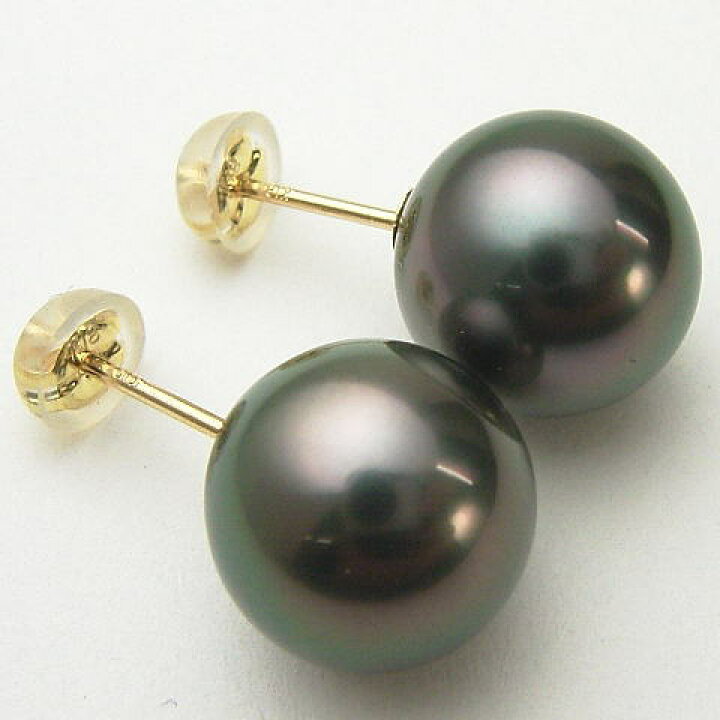 楽天市場】Pt900/K18/K14WGタヒチ黒蝶真珠ピアス(イヤリング)【11mm  