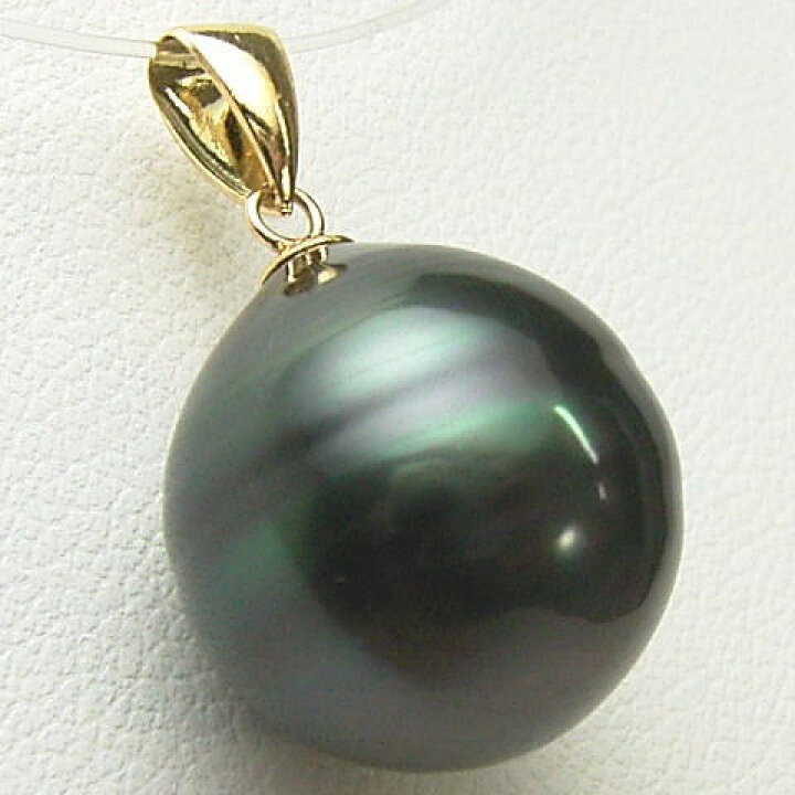 楽天市場】K18/K14WGタヒチ黒蝶真珠ペンダントトップ【13mm-14mm 