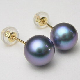 Pt900/K18/K14WGアコヤ真珠ピアス(グレー～グリーン系) (SVイヤリング、チャーム)【7.5mm-8mm】 ewo-5930 【メール便送料無料】(あこや本真珠 アコヤ本真珠 あこや真珠　黒真珠 和珠 パールピアス 本真珠 パール 直結 18金 ) 【楽ギフ_包装】