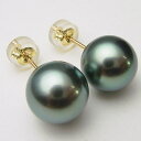 Pt900/K18/K14WGタヒチ黒蝶真珠ピアス(イヤリング)【9.5mm-10mm】【送料無料】eko-5923　(黒真珠 本真珠 タヒチ産 南洋黒蝶 パールピアス 伊勢志摩 パール 18金 プラチナ)　【あす楽対応_関東】【楽ギフ_包装】