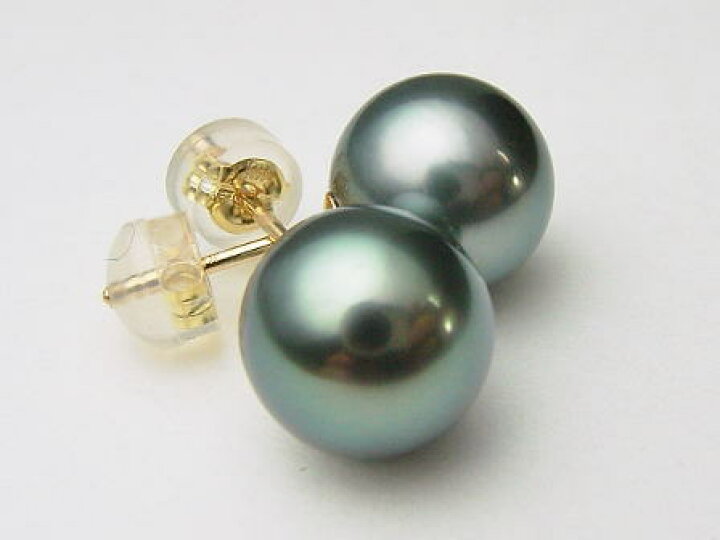 楽天市場】Pt900/K18/K14WGタヒチ黒蝶真珠ピアス(イヤリング)【9.5mm 