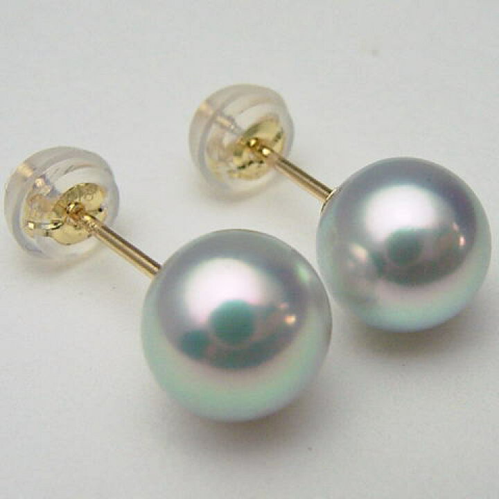 楽天市場】Pt900/K18/K14WGアコヤ真珠ナチュラルピアス(グレー系)(SV  