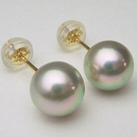 Pt900/K18/K14WGアコヤ真珠ピアス(グリーン〜グレー系) (SVイヤリング、チャーム)【7.5mm-8mm】 ewp-5950 【送料無料】(真珠ピアス あこや本真珠 アコヤ本真珠 あこや真珠　黒真珠 和珠 パールピアス 本真珠 パール 直結 18金 プラチナ ) 【楽ギフ_包装】