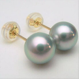 Pt900/K18/K14WGアコヤ真珠ピアス(ブルー、グレー系) (SVイヤリング、チャーム)【7mm-7.5mm】【花珠級】 ewu-7079 【メール便送料無料】(あこや本真珠 アコヤ本真珠 あこや真珠　黒真珠 和珠 パールピアス 本真珠 パール 直結 18金 花珠級の照り ) 【楽ギフ_包装】