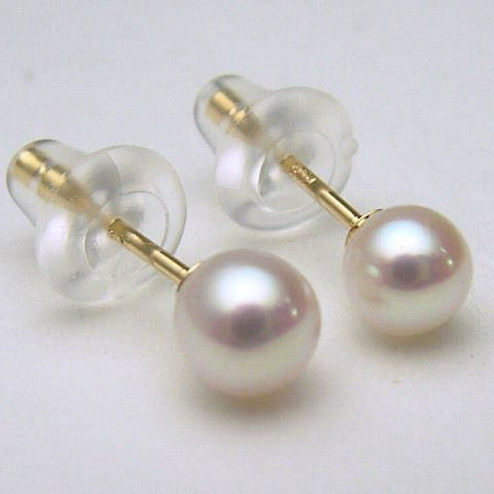 楽天市場】Pt900/K18/K14WG淡水真珠ピアス【3.5mm-4mm】ety-7107【花珠 