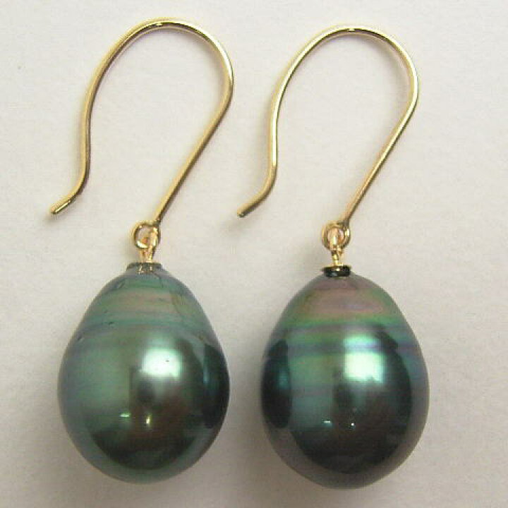 楽天市場】K18/K14WGタヒチ黒蝶真珠ピアス【10mm-11mm 