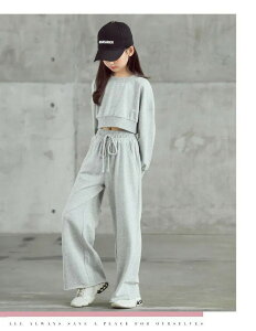 セットアップ キッズ ジャージ 女の子 上下セット ヘソ出し 長袖 パンツ スリング 2点セット スポーツウェア 運動着 スウェット お洒落 ゆったり ファッション カジュアル 小学生 運動着 HIPHO