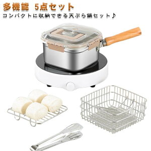 天ぷら鍋 角型 IH対応 ガス火対応 揚げ鍋 5点セット 多機能 2500ML 揚げ物鍋 ステンレス製 揚げ物 スクエア 天ぷら 串揚げ フライ鍋 蓋付き 果物 お弁当 トング あげざる付き