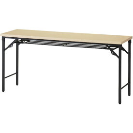 【トラスコ】折りたたみ会議テーブル　900X450XH700　棚板付　ナチュラル・ウォールナット