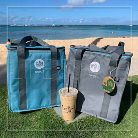 WHOLE FOODS MARKET ホールフーズマーケット クーラーバッグ BOXタイプ【ハワイ限定】 グレー / ブルー HAWAII ハワイ 大きめ 便利なサイドポケット付き 大きなペットボトルも収納可能 / エコバッグ【ハワイ直輸入】【正規品】