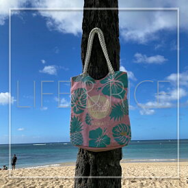 WHOLE FOODS MARKET ホールフーズマーケット ロープトートバッグ【ハワイ限定】ハイビスカス　トロピカルピンク オーガニックコットン HAWAII ハワイ大きめ / ワンサイズ エコバッグ【ハワイ直輸入】【正規品】