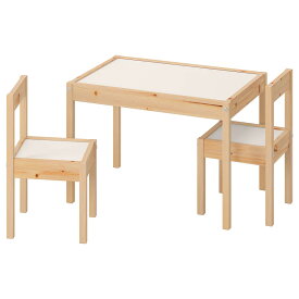 IKEA イケア レット LATT 子供用テーブル チェア2脚付 北欧 スウェーデン ホワイト パイン材 (101.784.13)
