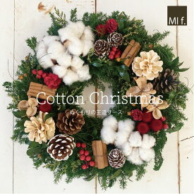 クリスマス リース【Cotton Christmas Mサイズ 直径27cm】コットンクリスマス 【あす楽】すべて天然素材・造花は一切使っていません プリザーブドフラワー ドライフラワー Xmas 木の実 送料無料（北海道+660円・沖縄+880円の別途追加料金あり）あす楽 専用ボックス付き