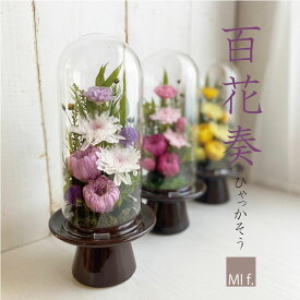 喪中見舞い　仏壇 仏花 供花　ドーム 花【百花奏 ひゃっかそう】（造花は使っておりません）お悔やみ 菊 花 法要 和【ブリザードフラワー】プリザーブドフラワー 送料無料（北海道＋660円　沖縄県＋880円）