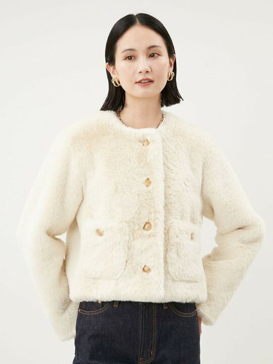 楽天市場】【SALE／50%OFF】金ボタンクロップドファージャケット Mila 
