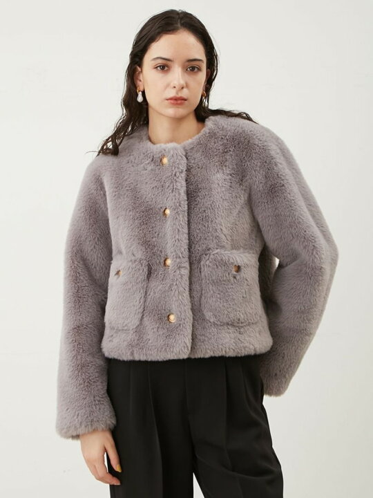 楽天市場】【SALE／50%OFF】金ボタンクロップドファージャケット Mila 