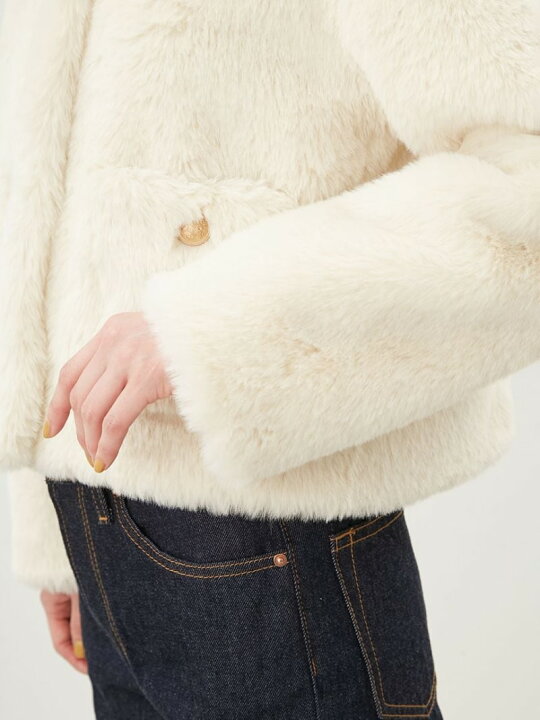 楽天市場】【SALE／50%OFF】金ボタンクロップドファージャケット Mila 