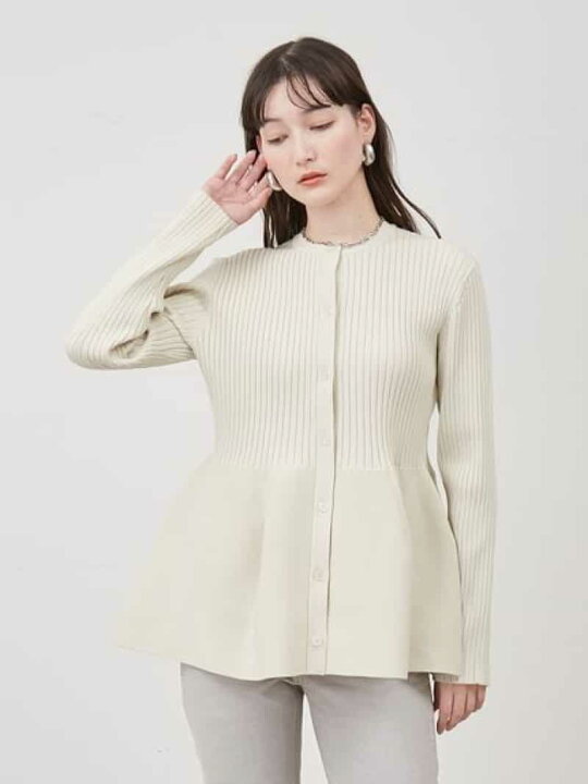 楽天市場】【SALE／50%OFF】シェル調釦ペプラムデザインリブニット 