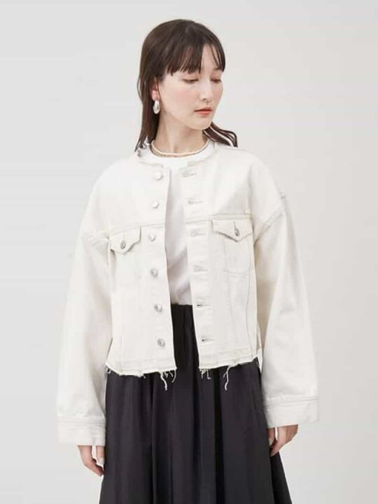 楽天市場】【SALE／50%OFF】クロップド丈ノーカラーGジャン【手洗い 