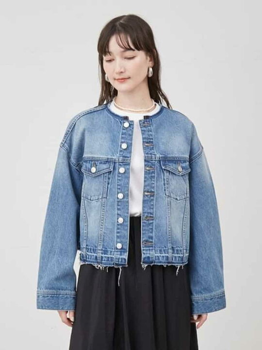 楽天市場】【SALE／50%OFF】クロップド丈ノーカラーGジャン【手洗い 