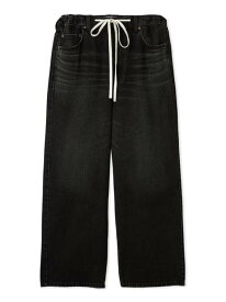 【SALE／50%OFF】ウエストドロストワイドデニムパンツ Mila Owen ミラオーウェン パンツ ジーンズ・デニムパンツ ブラック【RBA_E】【送料無料】[Rakuten Fashion]