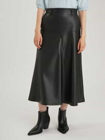 後ろゴムフェイクレザースカート Mila Owen ミラオーウェン スカート ロング・マキシスカート ブラック【送料無料】[Rakuten Fashion]