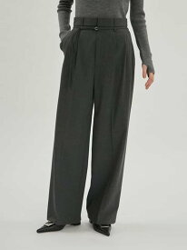 細ベルト付き2タックワイドパンツ Mila Owen ミラオーウェン パンツ その他のパンツ グレー【送料無料】[Rakuten Fashion]