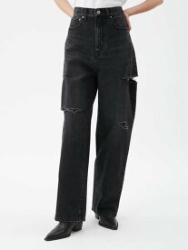 【SALE／50%OFF】カットアウトダメージセミワイドデニム Mila Owen ミラオーウェン パンツ ジーンズ・デニムパンツ ブラック【RBA_E】【送料無料】[Rakuten Fashion]