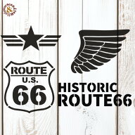 DIY ステンシルシート ROUTE66 ルート66マーク ウィング 星 4種1シート / オリジナル ハンドメイド 手作…