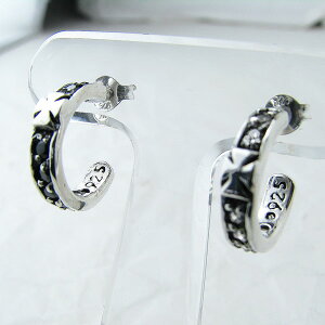 ブラックORホワイト ジルコニアフープピアス NA1052bk-wh【ピアス】