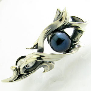 ラペルピン DAgDART ブラックパール シルバー ブローチDK-055 結婚式【父の日】【黒真珠】