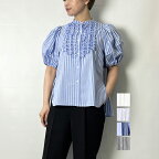 MARILYN MOON マリリンムーン modern tuck frill half sleeve blouse 4242-142 2024春夏新作